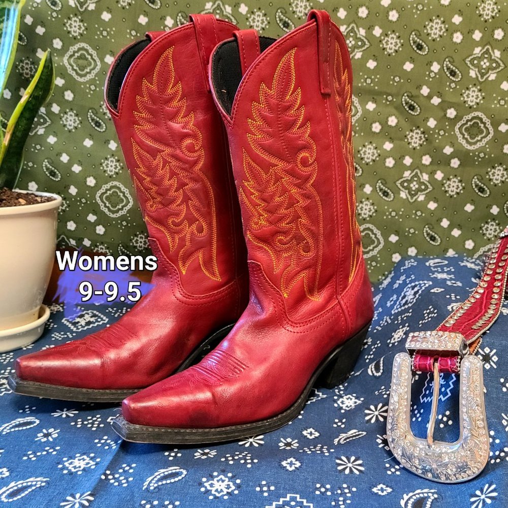 Womens Laredo Western Boots 9M PLUS Blazin Roxx Belt Lg